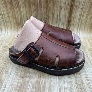 Dr. Martens Chunky Platform Mules Slide Men's 8 Brown Leather Made in England
